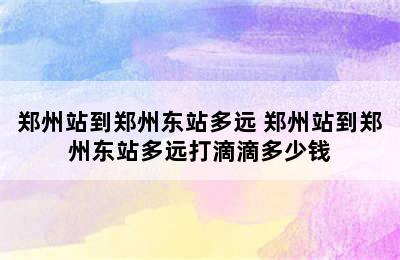 郑州站到郑州东站多远 郑州站到郑州东站多远打滴滴多少钱